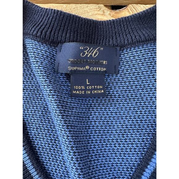 Brooks Brothers V Neck Sweater Size Large Men’s Blue Pullover - Picture 3 of 8